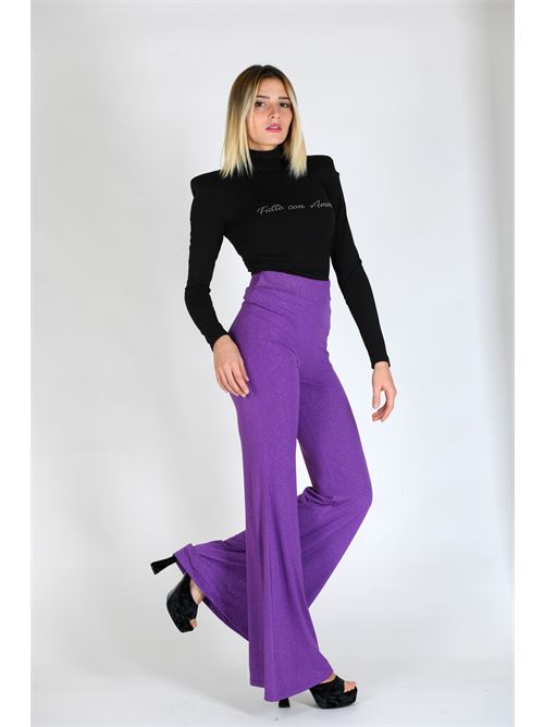 pantalone zampa lurex Giulia N Couture | GI2368VIOLA